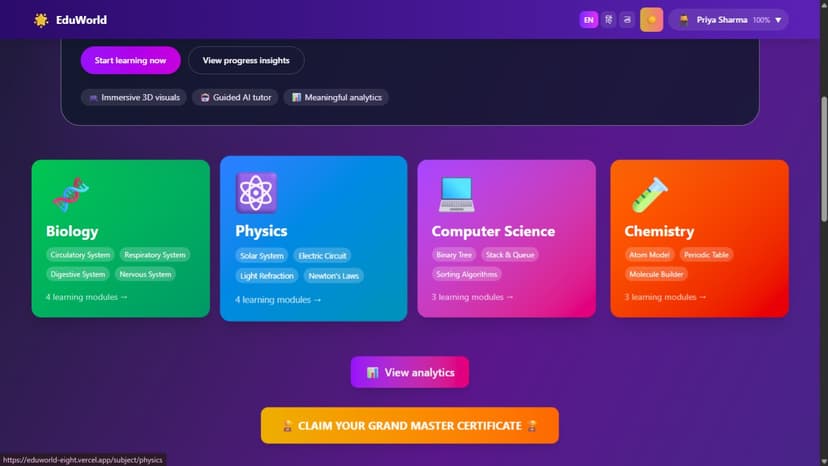 EduWorld:AI-Powered 3D Learning Platform