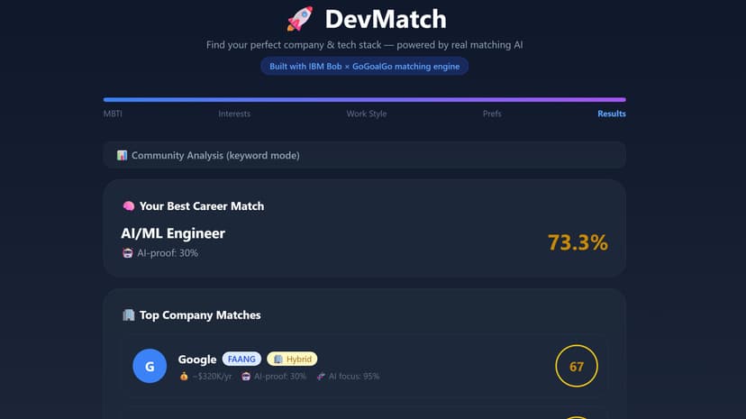 GoGoalGo DevMatch — AI Career Matcher