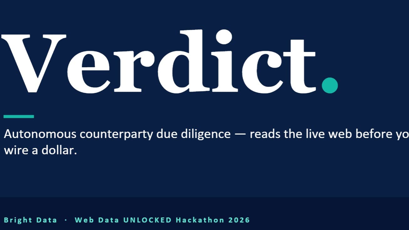 Verdict — AI counterparty due diligence agent