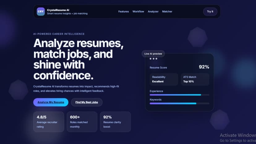 CrystalResume AI–Smart Resume Analyze &Job Matcher